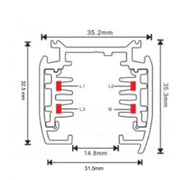 3 Phase Track Light Rail 1m in Black - Track Lighting Rails - Accessories