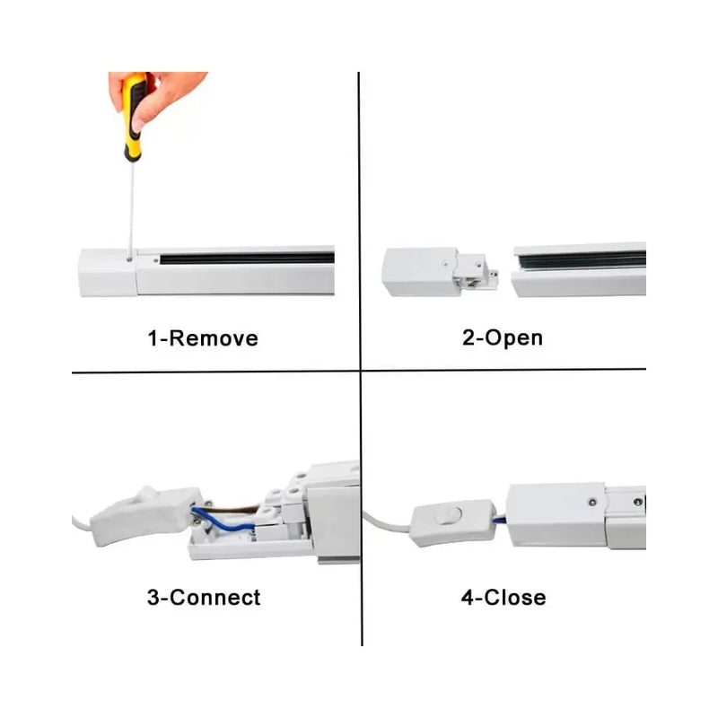 3 Phase Track Light Rail 1m in White - Track Lighting Rails - Accessories