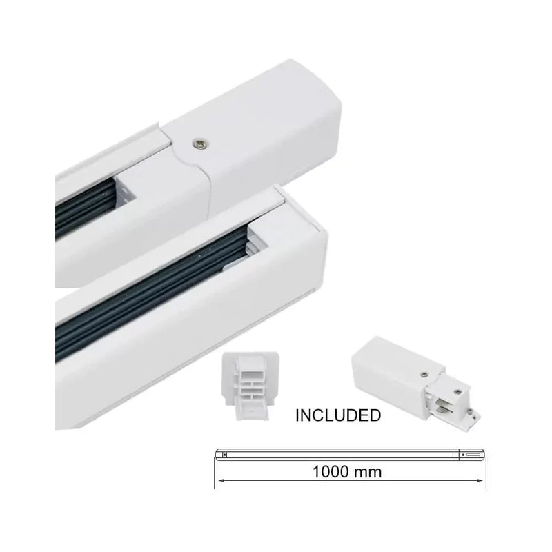 3 Phase Track Light Rail 1m in White - Track Lighting Rails - Accessories
