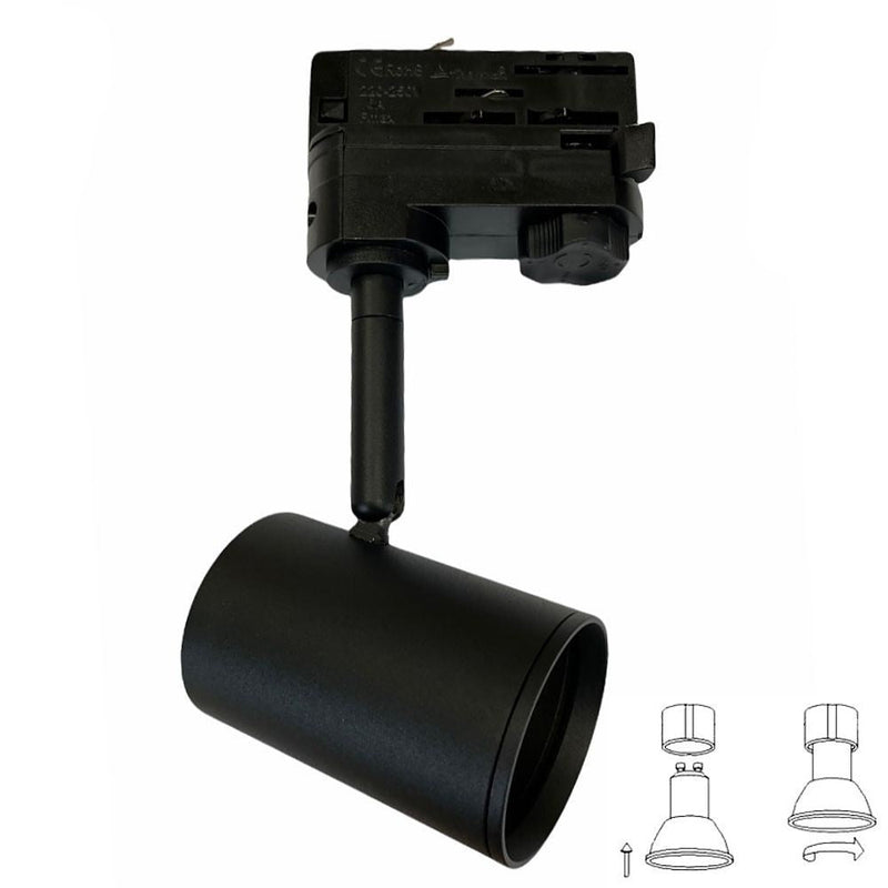 3 Phase Track Spotlight for GU10 LED Bulb Black - Track Lighting Fixtures - Track Lighting