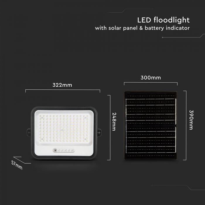 300W LED Solar Floodlight with Battery Indicator 7CCT IP65