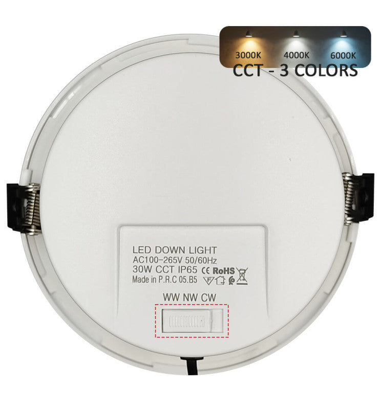 30W Circular LED Downlight GXtronic CRI + 92 Cut-out Ø145mm 3CCT IP65 - Ceiling Light Fixtures - Downlights