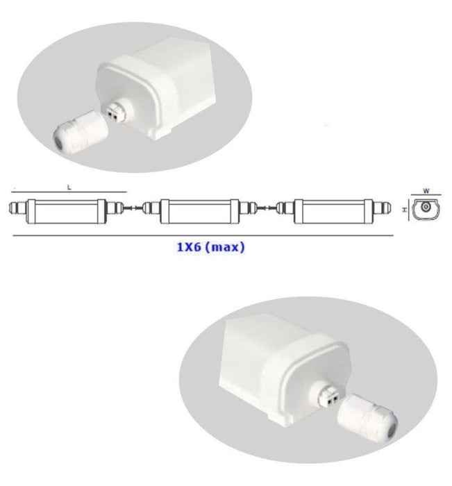 30W LED Tri-Proof Batten GLOWLUXE Interconnectable 119cm