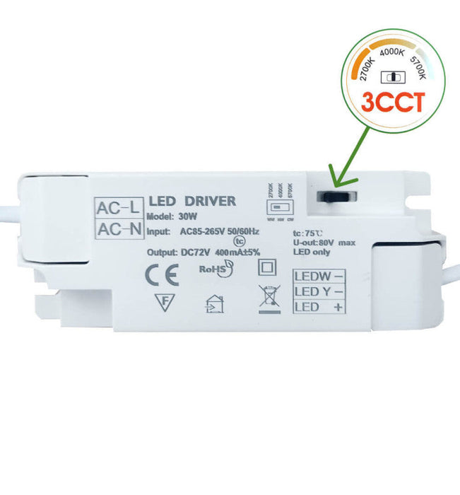 30W Round Slim LED Downlight with CCT Selectable Colour Temperature