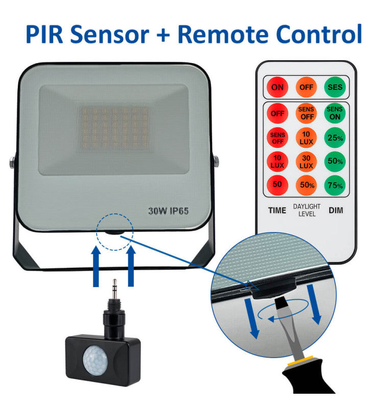 30W LED Floodlight AURORA 140Lm/W with PIR Motion Sensor - Flood & Spot Lights - Floodlights
