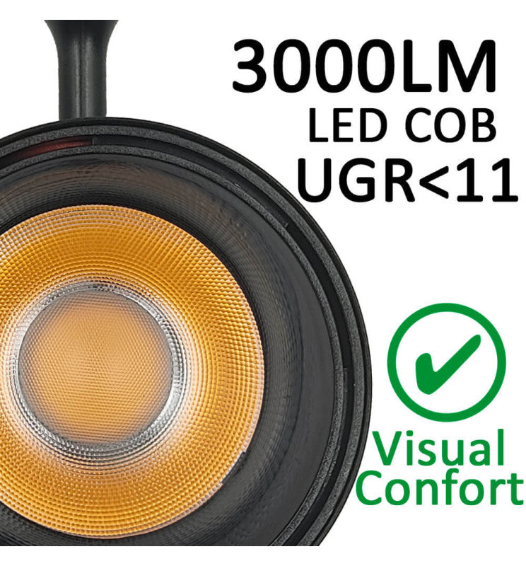 30W LED Track Light PARIS Black Single-Phase with Bridgelux Chip UGR11 24º - Track Lighting Fixtures - Track Lighting