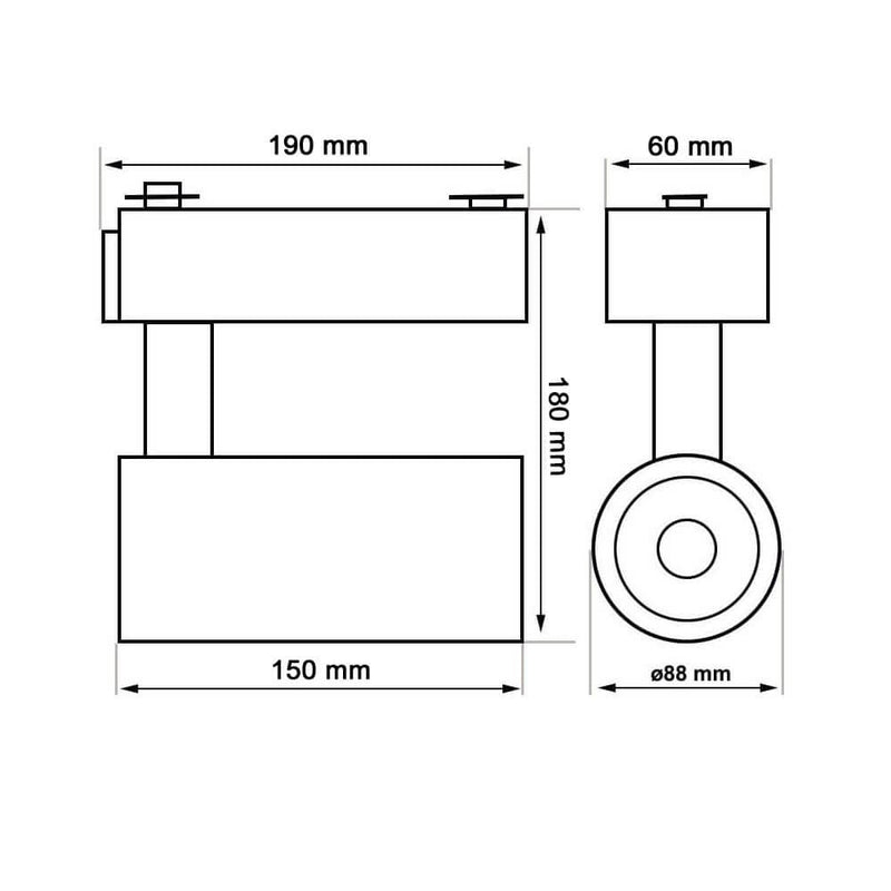 30W Single-Phase LED Track Light PARMA in Black 4000K - Track Lighting - Track Lighting