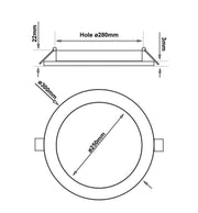 30W Slim Round LED Downlight OSRAM Chip 3 CCT Cut-out 280mm - Ceiling Light Fixtures - Panels