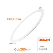 30W Slim Round Recessed LED Downlight OSRAM Chip 3000K Cut-out 280mm - Ceiling Light Fixtures - Downlights