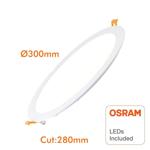 30W Slim Round Recessed LED Downlight OSRAM Chip 6000K Cut-out 280mm - Ceiling Light Fixtures - Downlights