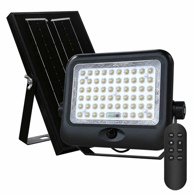 3200lm LED Solar Floodlight with PIR Motion Sensor and Remote Control 3CCT IP65