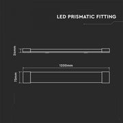 36W Prismatic LED Batten 120cm 4000K - LED Batten