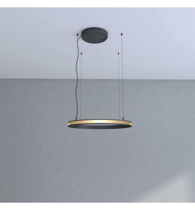 37W Circular SPACE VENUS LED Pendant Light in Black 60cm - Ceiling Light Fixtures - Linear Lights