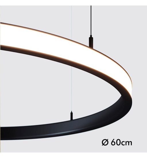 37W Circular SPACE VENUS LED Pendant Light in Black 60cm - Ceiling Light Fixtures - Linear Lights