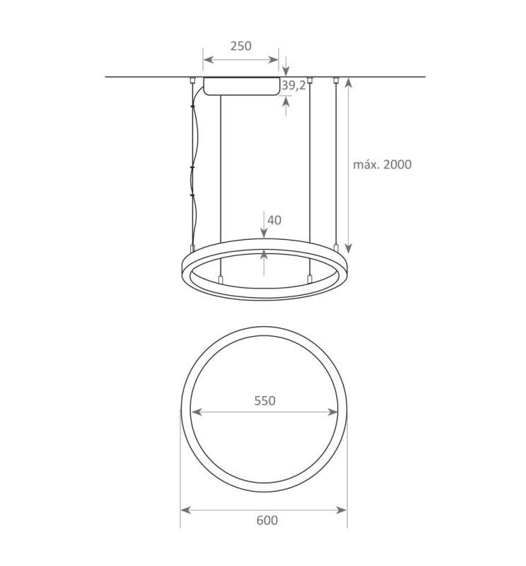 37W Circular SPACE VENUS LED Pendant Light in Black 60cm - Ceiling Light Fixtures - Linear Lights