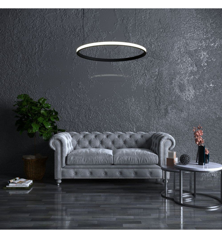 37W Circular SPACE VENUS LED Pendant Light in Black 60cm - Ceiling Light Fixtures - Linear Lights