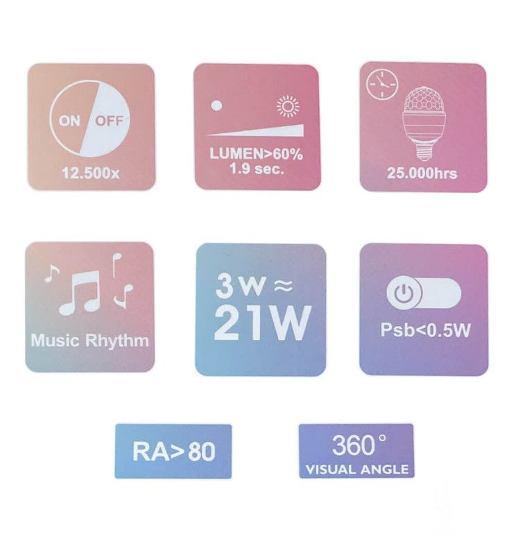 3W LED RGB Disco Rotating Light Bulb E27