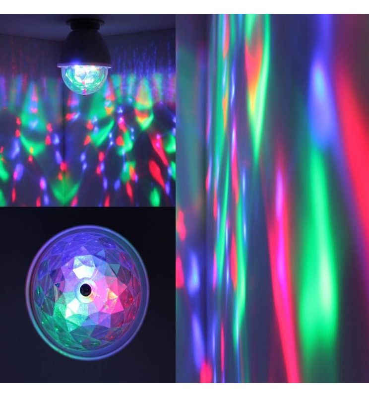 3W LED RGB Disco Rotating Light Bulb E27