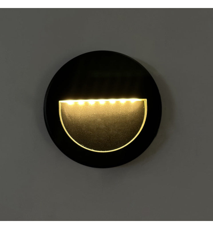 3W Recessed LED Wall Light Black IP65 - Wall Light Fixtures - Bollard Lights