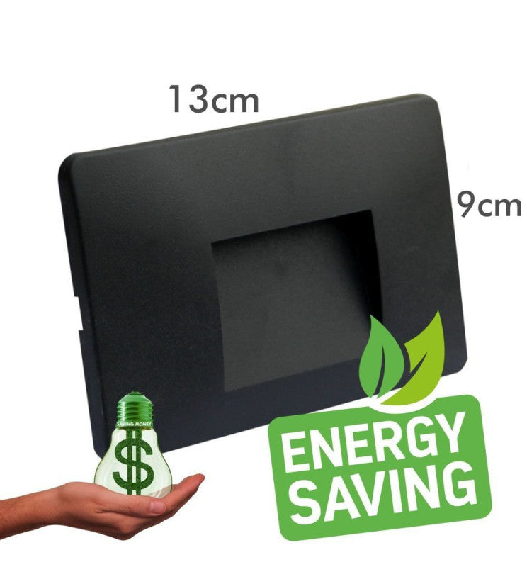 3W Rectangular LED Wall Light Black IP65 - Wall Light Fixtures - Bollard Lights
