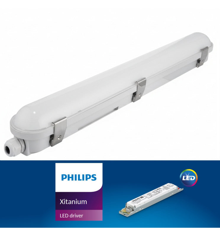40W 120cm Tri-proof LED Batten Microwave Sensor Philips Driver 140 Lm/W 3CCT - Ceiling Light Fixtures - Battens