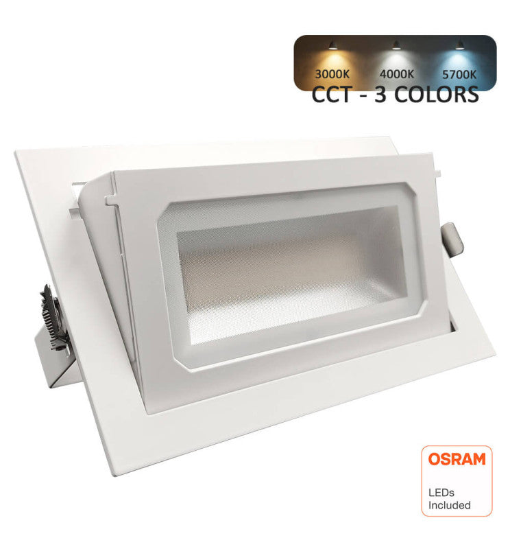 40W Adjustable Rectangular LED Spotlight OSRAM CHIP 140Lm/W CCT 120º No Flick - Flood & Spot Lights - Downlights