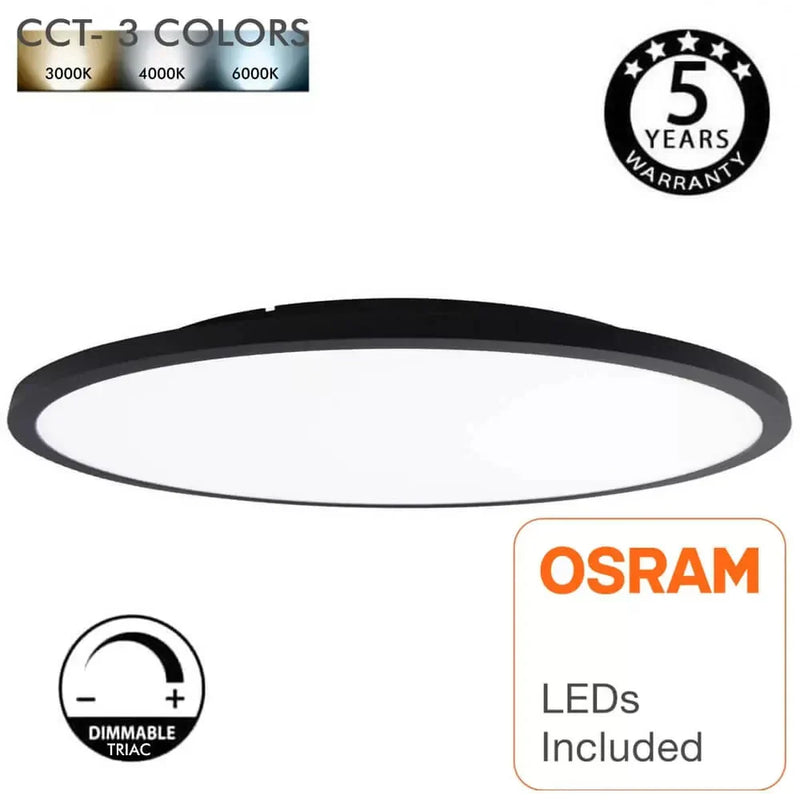 40W Dimmable OSLO LED Ceiling Light in Black 3 CCT - Ceiling Light Fixtures - Downlights