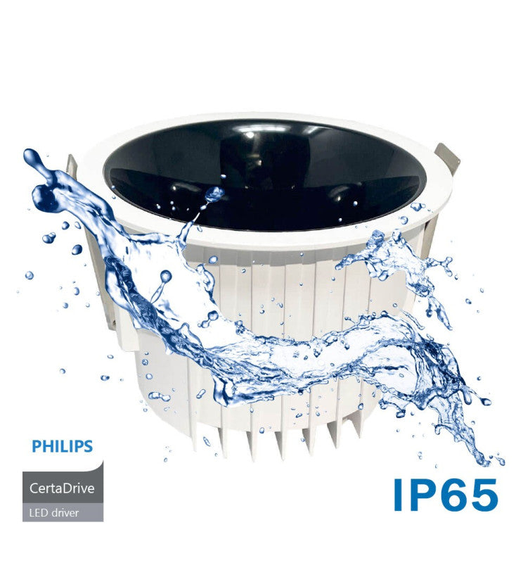 40W LED Downlight Round Philips CertaDrive UGR13 IP65 CCT - LED Downlight