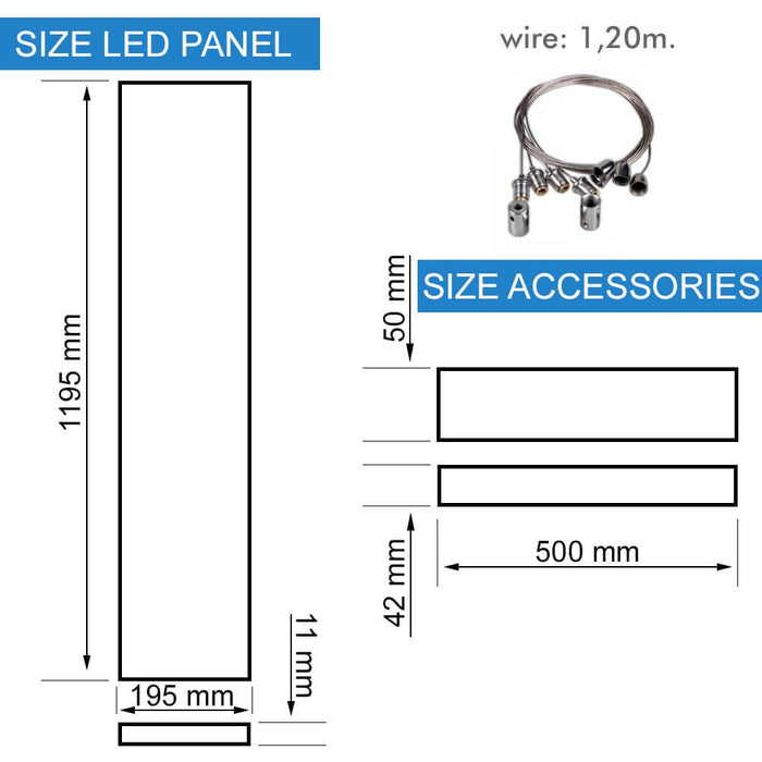 40W Pendant LED Panel 120x20cm with PHILIPS driver and 3 CCT - LED Pendant - Ledex Lighting UK