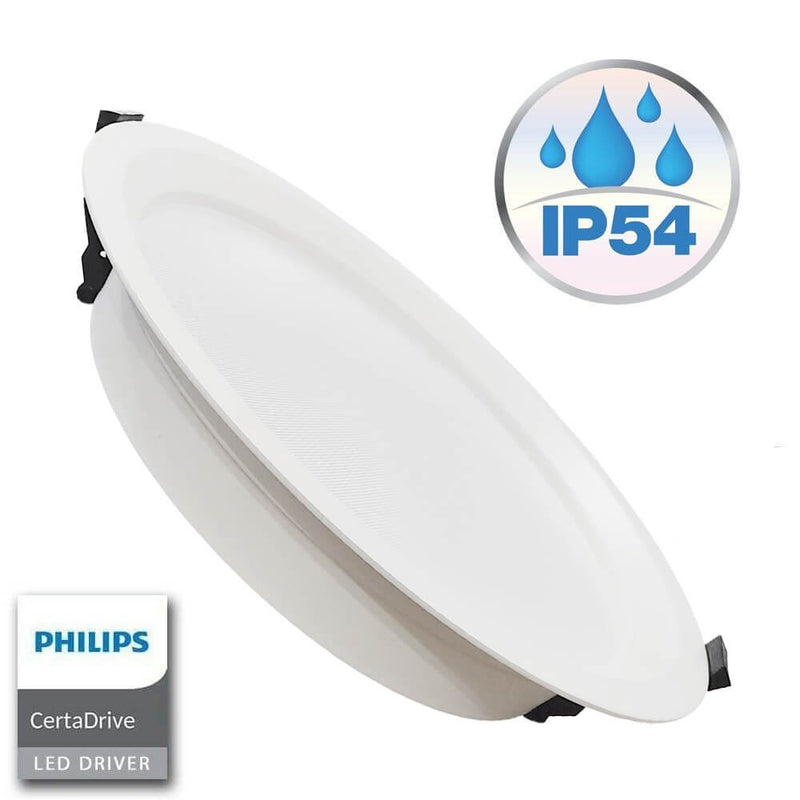 40W Round LED Downlight Philips Driver UGR17 CRI + 90 IP54 3CCT - Ceiling Light Fixtures - Downlights