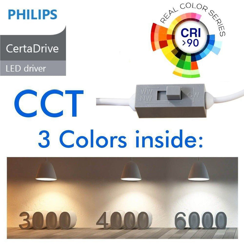 40W Round LED Downlight Philips Driver UGR17 CRI + 90 IP54 3CCT - Ceiling Light Fixtures - Downlights