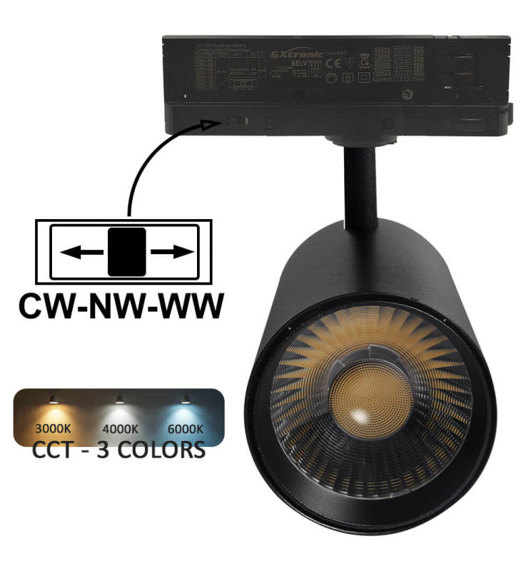 40W to 26W 3 Phase NEW MAYA LED Track Light Black 3 CCT - Track Lighting - Track Lighting