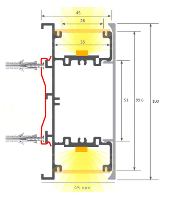 42W Linear LED Wall Light - NEW WASHINGTON BLACK - 1.44m - IP54 - Dimmable