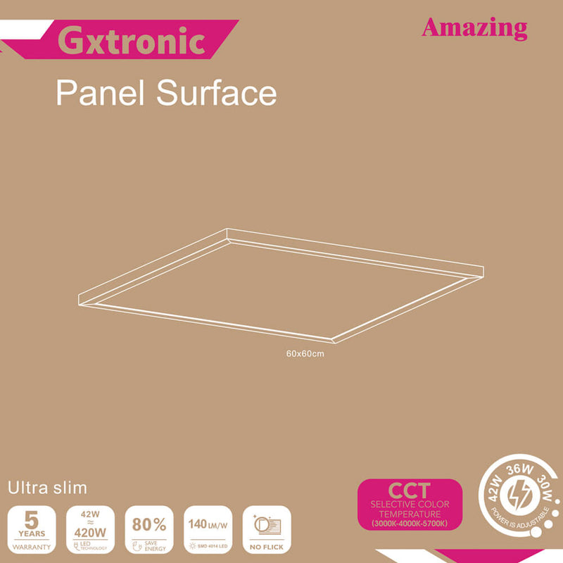 42W Surface Mounted LED Panel 60X60 GXtronic Driver 3CCT 6 Pack