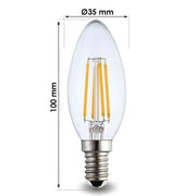 4W E14 LED Filament Candle Bulb 2700K - LED Light Bulbs - Lamps