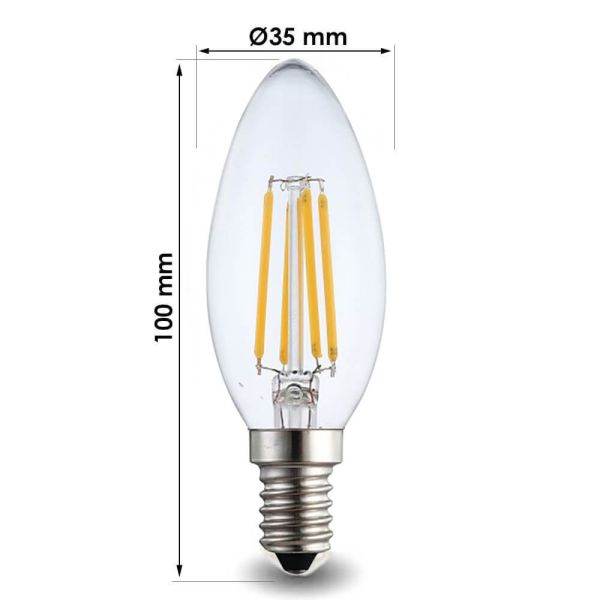 4W E14 LED Filament Candle Bulb 2700K - LED Light Bulbs - Lamps