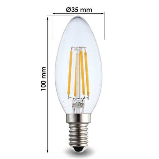 4W E14 LED Filament Candle Bulb 2700K - LED Light Bulbs - Lamps