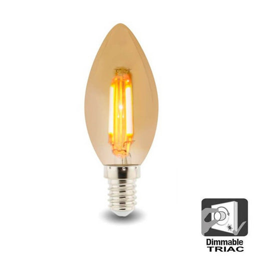 4W Filament LED Candle Bulb E14 Dimmable 2700K - E14 Candle Bulb - Ledex Lighting UK