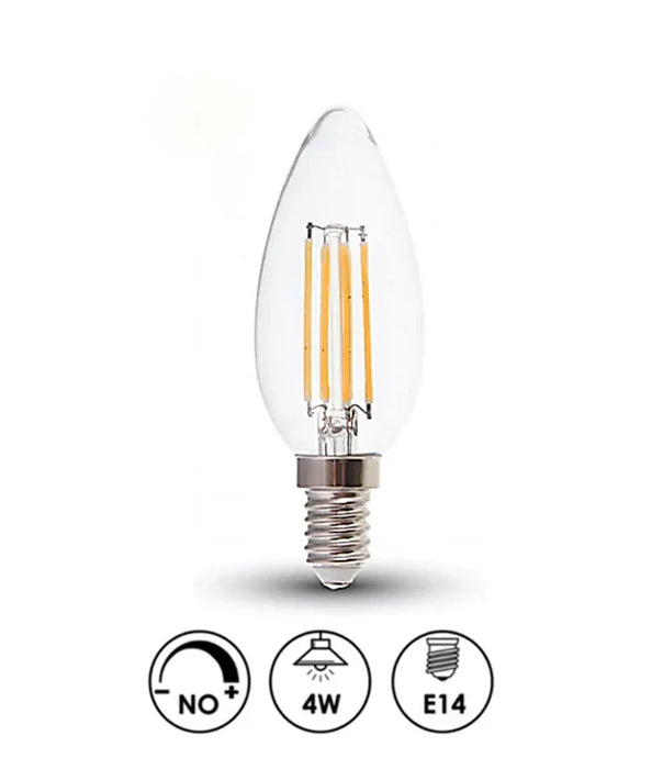 4W LED Filament Candle Bulb E14 3000K - E14 Candle Bulb - Ledex Lighting UK