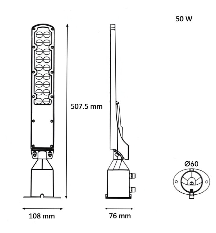 50W AREA FLEX Street Lights with OSRAM Chip 2700K - Landscape Pathway Lighting - Street Lights