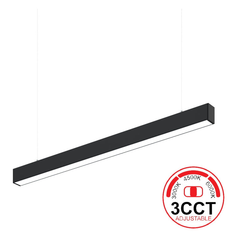50W Black Linkable Linear POLARIS LED Pendant Light 150cm 3 CCT - Ceiling Light Fixtures - Linear Lights