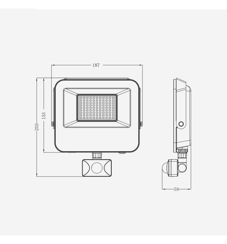 50W LED Floodlight AURORA 140Lm/W with PIR Motion Sensor - Flood & Spot Lights - Floodlights