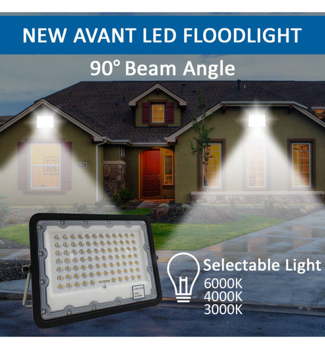 50W LED Floodlight NEW AVANT BLACK with CCT Selectable Color Temperature