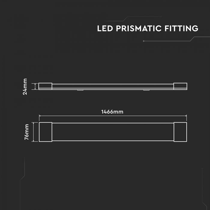 50W Prismatic LED Batten 1466mm IP20 120Lm/W 6500K