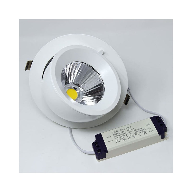 50W Round Adjustable Recessed LED Spotlight 4000K - Flood & Spot Lights - Downlights