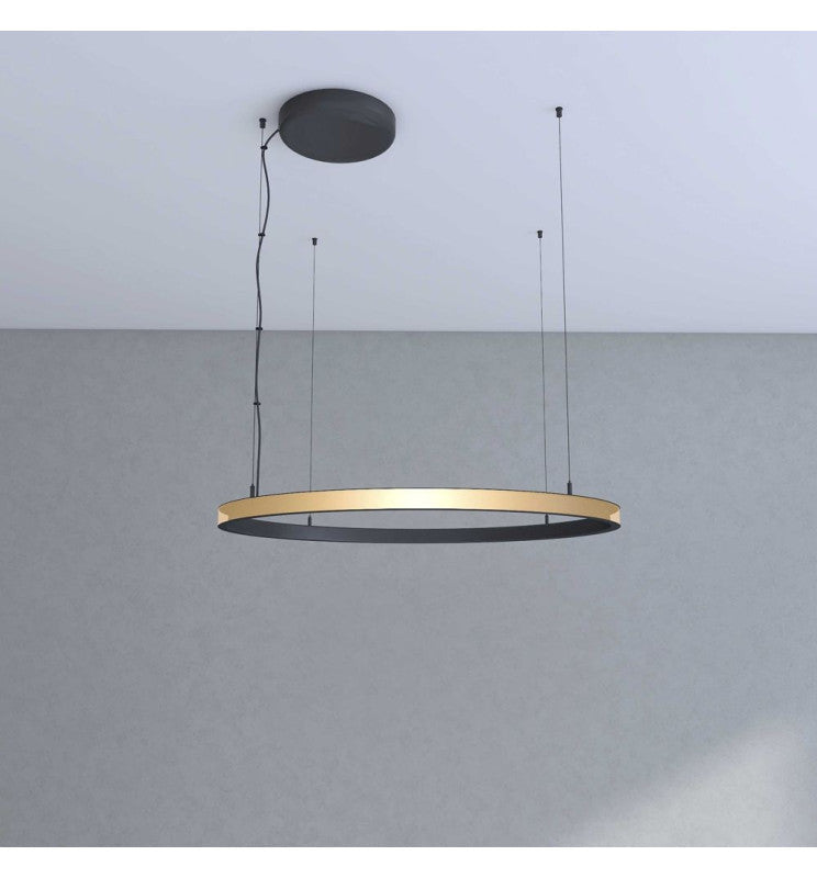 54W Circular SPACE VENUS LED Pendant Light in Black 90cm - Ceiling Light Fixtures - Linear Lights