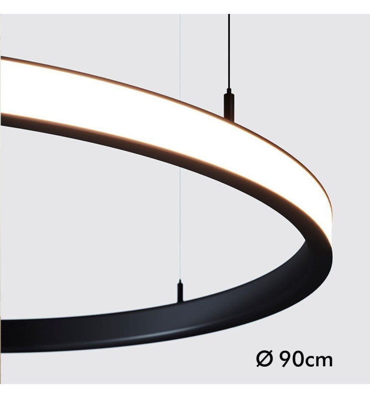 54W Circular SPACE VENUS LED Pendant Light in Black 90cm - Ceiling Light Fixtures - Linear Lights