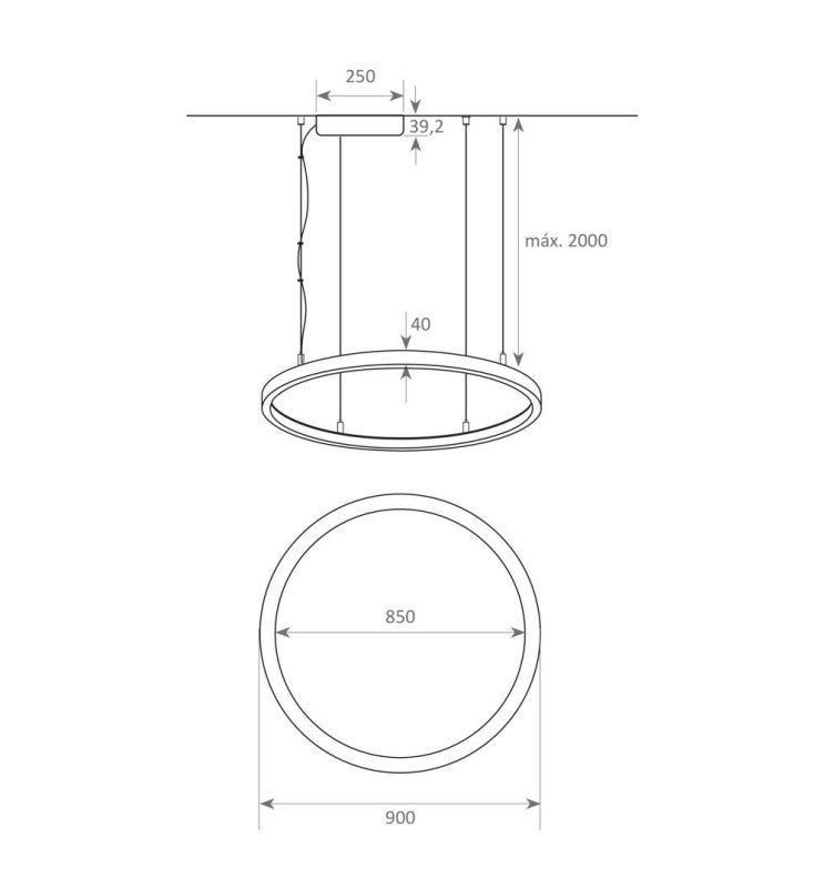 54W Circular SPACE VENUS LED Pendant Light in Black 90cm - Ceiling Light Fixtures - Linear Lights