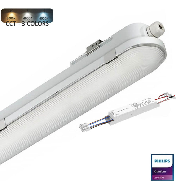 55W 150cm Tri-proof LED Batten Emergency Kit Philips Driver 140 Lm/W 3CCT - Emergency Lighting - Battens