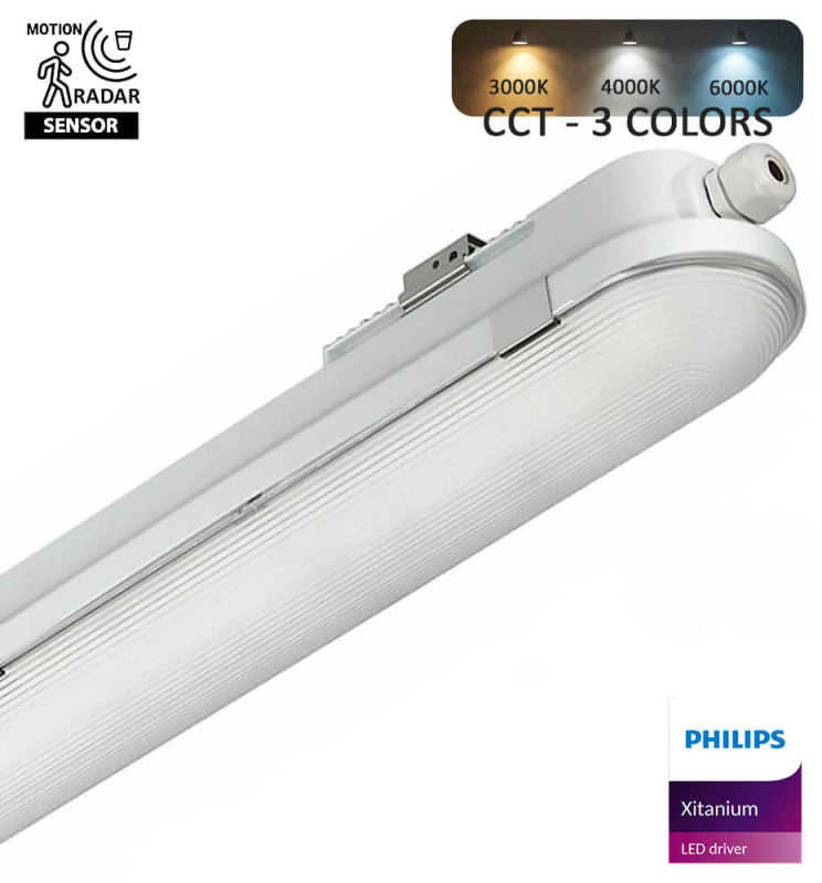 55W 150cm Tri-proof LED Batten Microwave Sensor Philips Driver 140 Lm/W 3CCT - Ceiling Light Fixtures - Battens